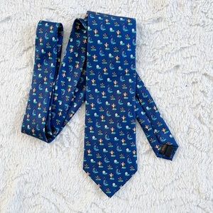 Men's Silk Blue Golf Trophy and Golf Bag Necktie